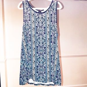 Ann Taylor LOFT Blue Mosaic Sleeveless Blouse